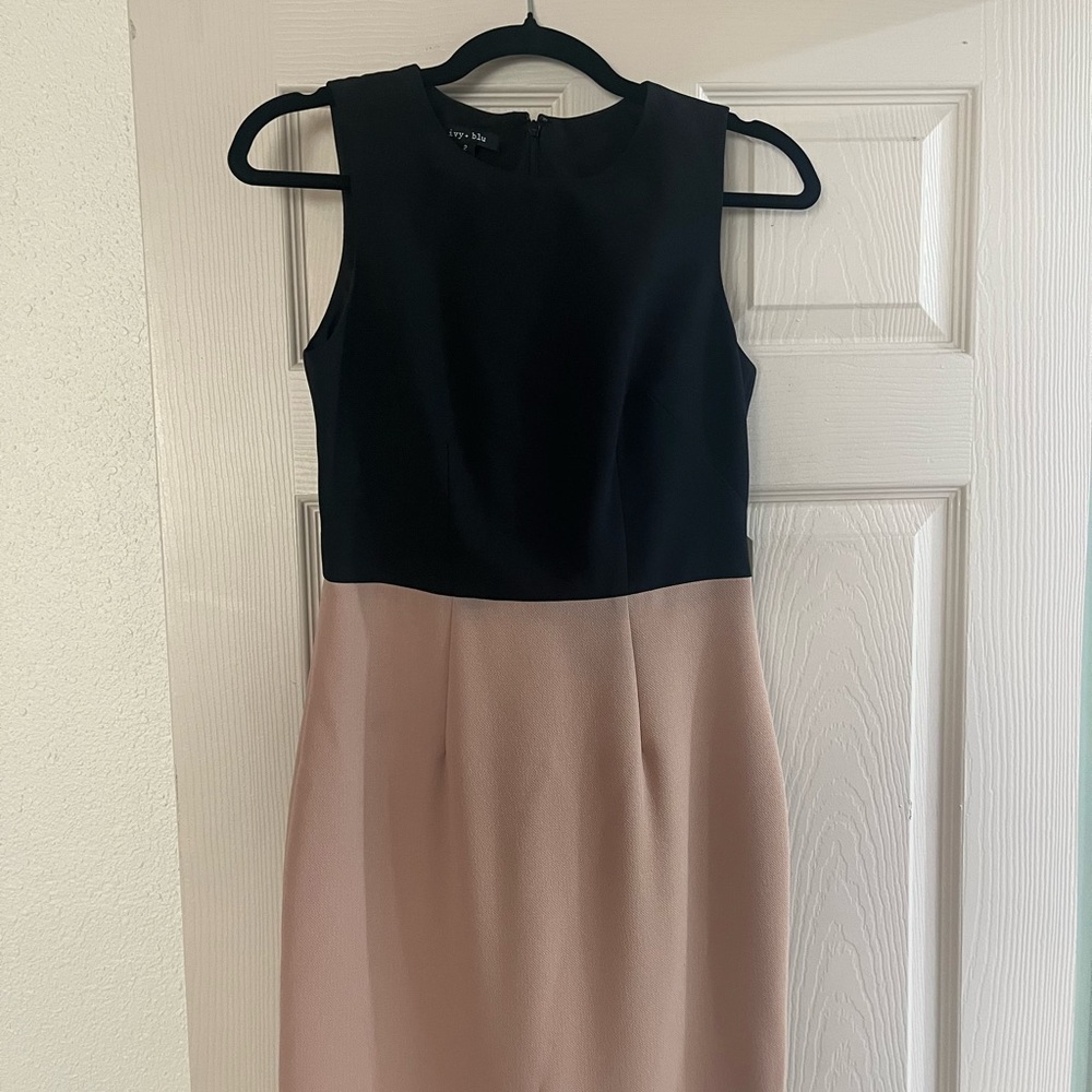 Elegant Black and Tan Midi Dress